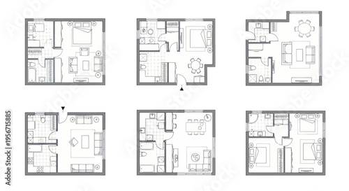 Modern Apartment Floor Plans: Six Unique Layouts for Living Spaces