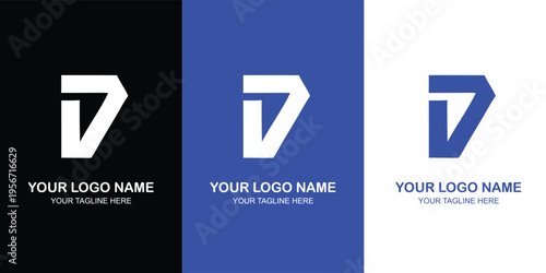 Abstract Letter D and V Geometric Logo Design Template