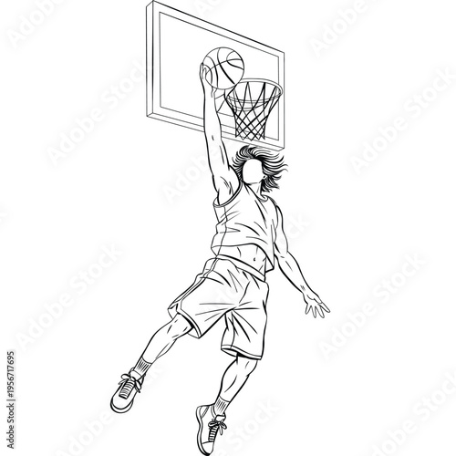 Basketball Player Scoring High Energy Slam Dunk