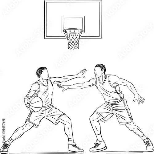 Intense Basketball One on One Defensive Play
