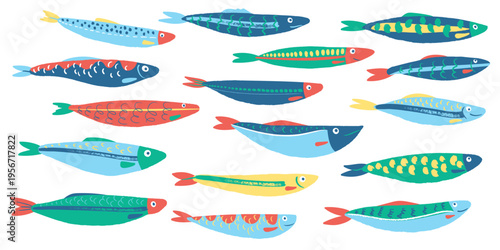 Sardines Fish Pattern Cartoon