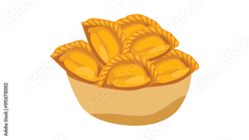 Traditional Indian Sweet Gujiya Dumplings in a Bowl for Holi