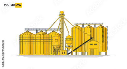 Modern Grain Silo Complex and Industrial Storage Facility