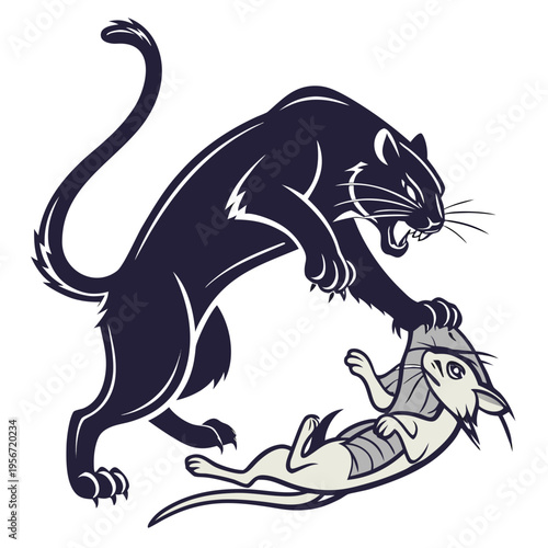 Panther Attack Image vector. Panther Attack Stock Illustrations on white background.