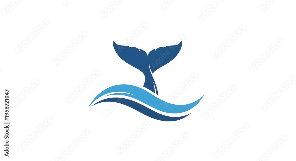 Naklejka premium whale tail logo with ocean waves -Generated AI