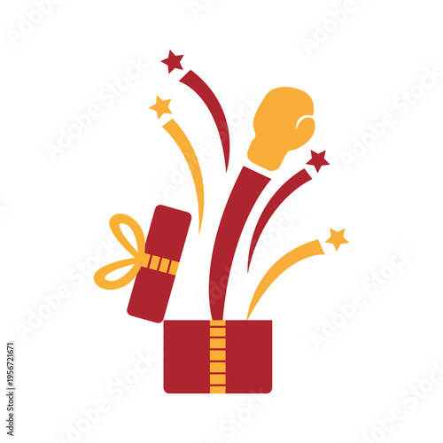Surprise Gift Box with Boxing Glove Illustration for Boxing Day Sale and Sports Promotion