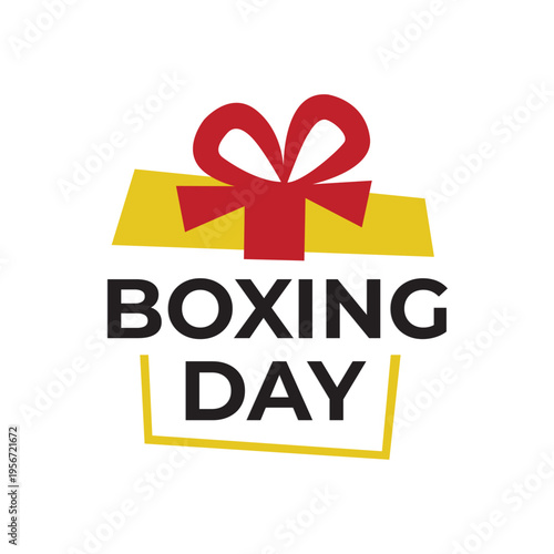 Surprise Gift Box with Boxing Glove Illustration for Boxing Day Sale and Sports Promotion