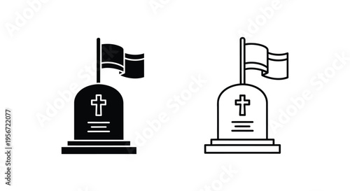 Set of 2 cemetery grave icons vector