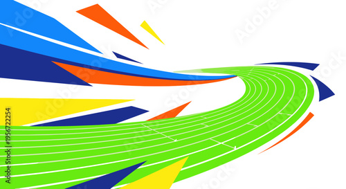 Abstract Running Track with Colorful Dynamic Lines, Sports Concept, Speed and Motion