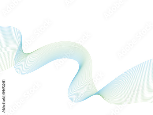 抽象的なウェーブ背景イラスト｜青と緑のグラデーション・流線型の曲線ライン・ベクター素材