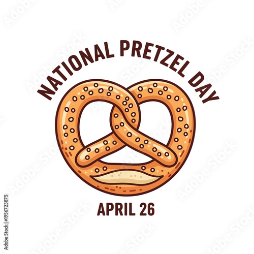 Bild auf Leinwand Illustration of a pretzel celebrating National Pretzel Day on April 26th