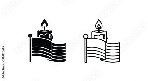 Set of 2 candle on flag vector icons