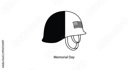 Memorial Day American football helmet vector icon