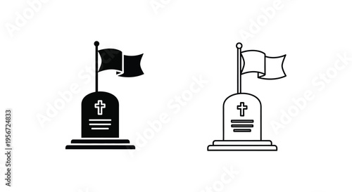 Set of 2 cemetery grave icons vector