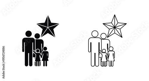 Set of 2 family icons with star vector