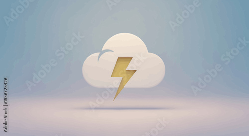 gold lightning bolt on white cloud with rain