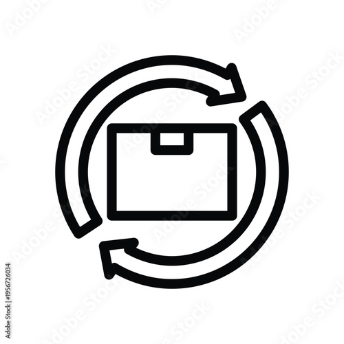 cardboard with circle arrow, product return outline icon vector design good for web or mobile app