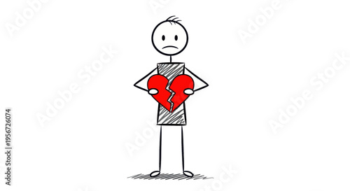 Man with Broken Heart Illustration.
