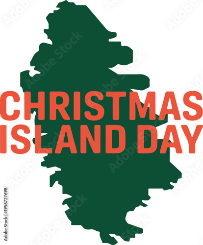 Christmas island day celebration poster featuring territory map shape