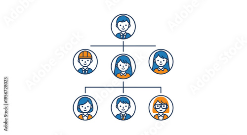 Illustration depicting family tree with people icons showing connections and lineage