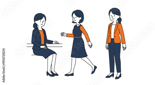 Woman Business Person Resting Relaxing and Commuting on a Train or Bus Illustration