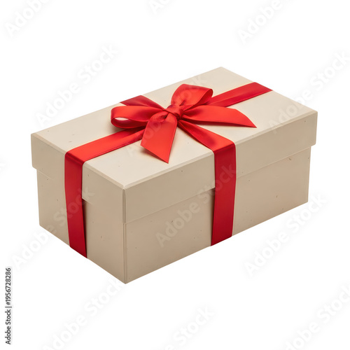 A beautifully wrapped gift box with red ribbon