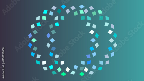 abstract background with a colorful decoration with two connected circles made of squares