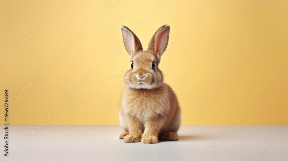 Obraz premium cute animal pet rabbit or bunny brown color smiling and laughing isolated with copy space for easter background, rabbit, animal, pet, cute, fur, ear, mammal, background, celebration, generate by AI