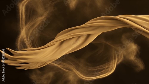 Wallpaper Mural An abstract swirling composition of golden, nebulous strands on a dark background Torontodigital.ca