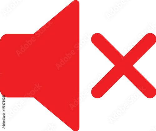 red mute icon with cross symbol on white background