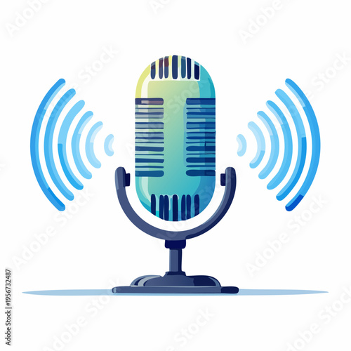 Professional Microphone Capturing Audio Waves for Recording.