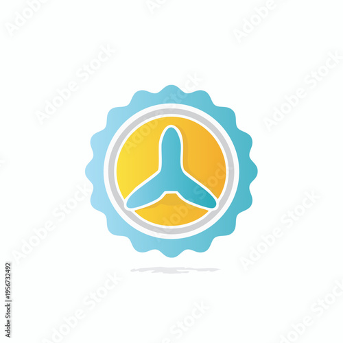 Propeller Icon in Circular Design with Blue and Yellow.