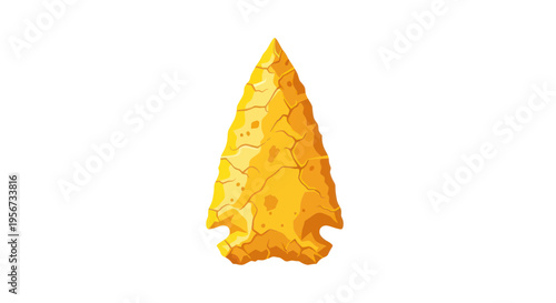 Ancient Yellow Arrowhead Isolated on White Background