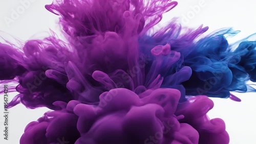 Wallpaper Mural A vibrant, abstract composition with purple and blue smoke-like forms against a white backdrop Torontodigital.ca