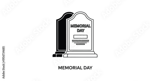 Memorial Day tombstone icon vector