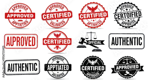 Approved Certified Authentic Official Seals Stamps Labels Icons Collection