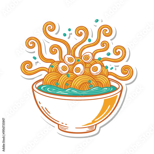 Colorful noodles in a bowl.