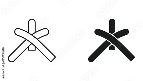 Japanese Kanji Symbol for Water (Mizu) in Outline and Solid Fill