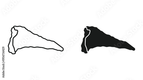 Outline and Silhouette of a Bone Fragment, Medical Illustration