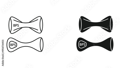 BPS Icon Set: Bowtie Shape Medical Implant or Device, Line Art and Solid Fill