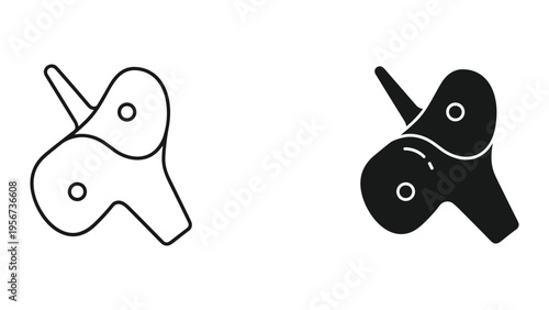 Stylized Yin Yang Symbol with Abstract Form and Circles - Line Art and Silhouette Icons