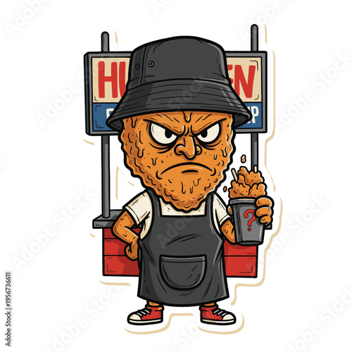 Cartoon character with angry expression.