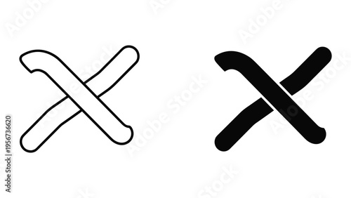 Cross Mark and X Symbol Comparison: Outline vs Solid Black on White Background