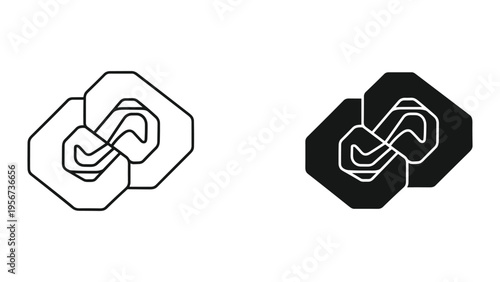 Interlocking Octagon Shapes with Infinity Symbol Outline and Filled Variants