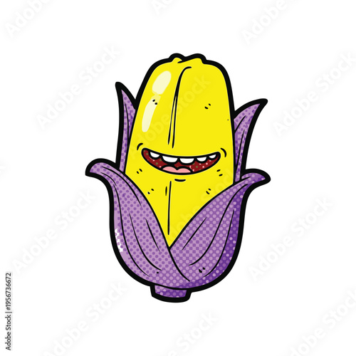 Smiling Cartoon Corn on the Cob.