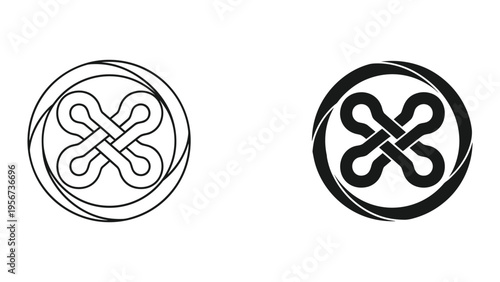 Adinkra Sankofa Symbol and Outline in Circle, African Symbol for Past, Present, Future