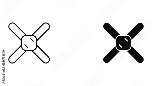 X-Shape Bandage or Plaster Icon, Line and Solid Fill, Medical Symbol