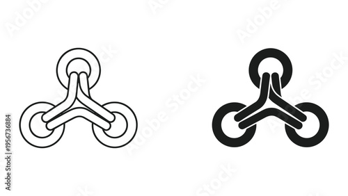 Fidget Spinner Toy Icons: Outline and Solid Black on White Background