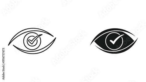 Eye with Checkmark Icon Symbol - Vision, Approval, Acceptance, Correctness, Verification, Insight