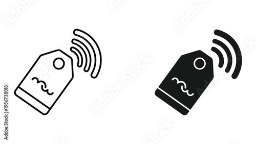 NFC Tag Icon, Contactless Payment Symbol, Wireless Data Transfer, RFID Chip for Technology, Security, Shopping
